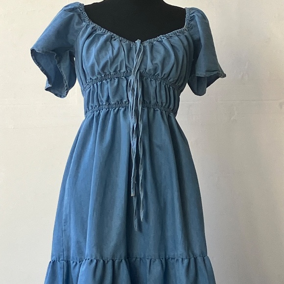 Chambray whimsical western bohemian dress - Picture 4 of 13
